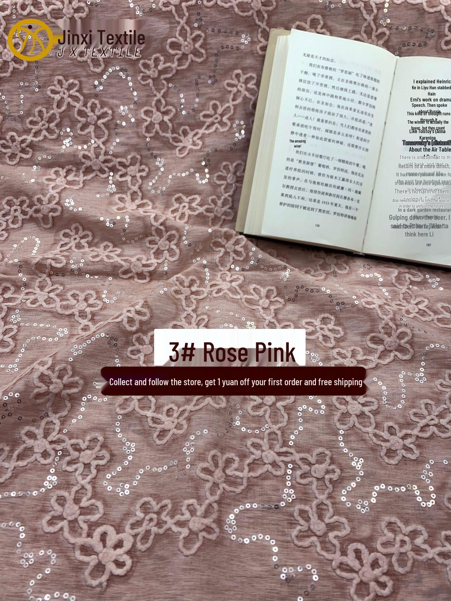 Chinese Style Gradient Plum Blossom Sequin Embroidery Fabric for Children s Dress Shirts