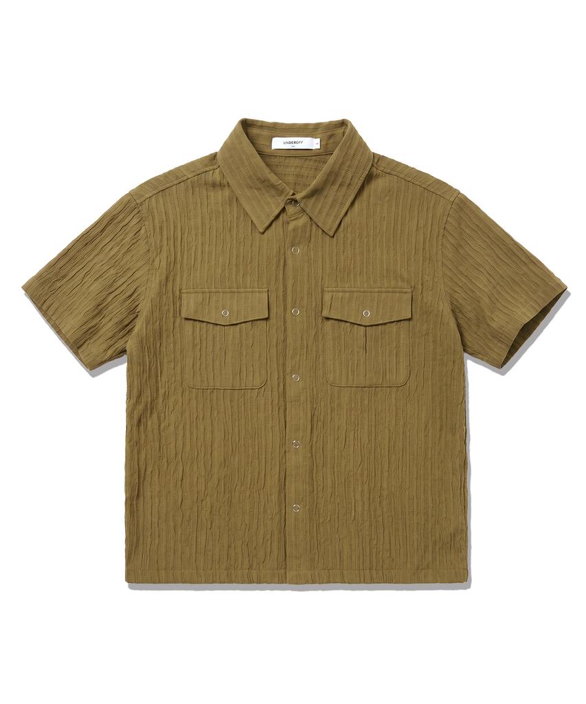 UNDEROFF [Set] Roll-Up Sleeve Crop Short Sleeve & Wrinkle Crop Pocket Short Sleeve Shirt