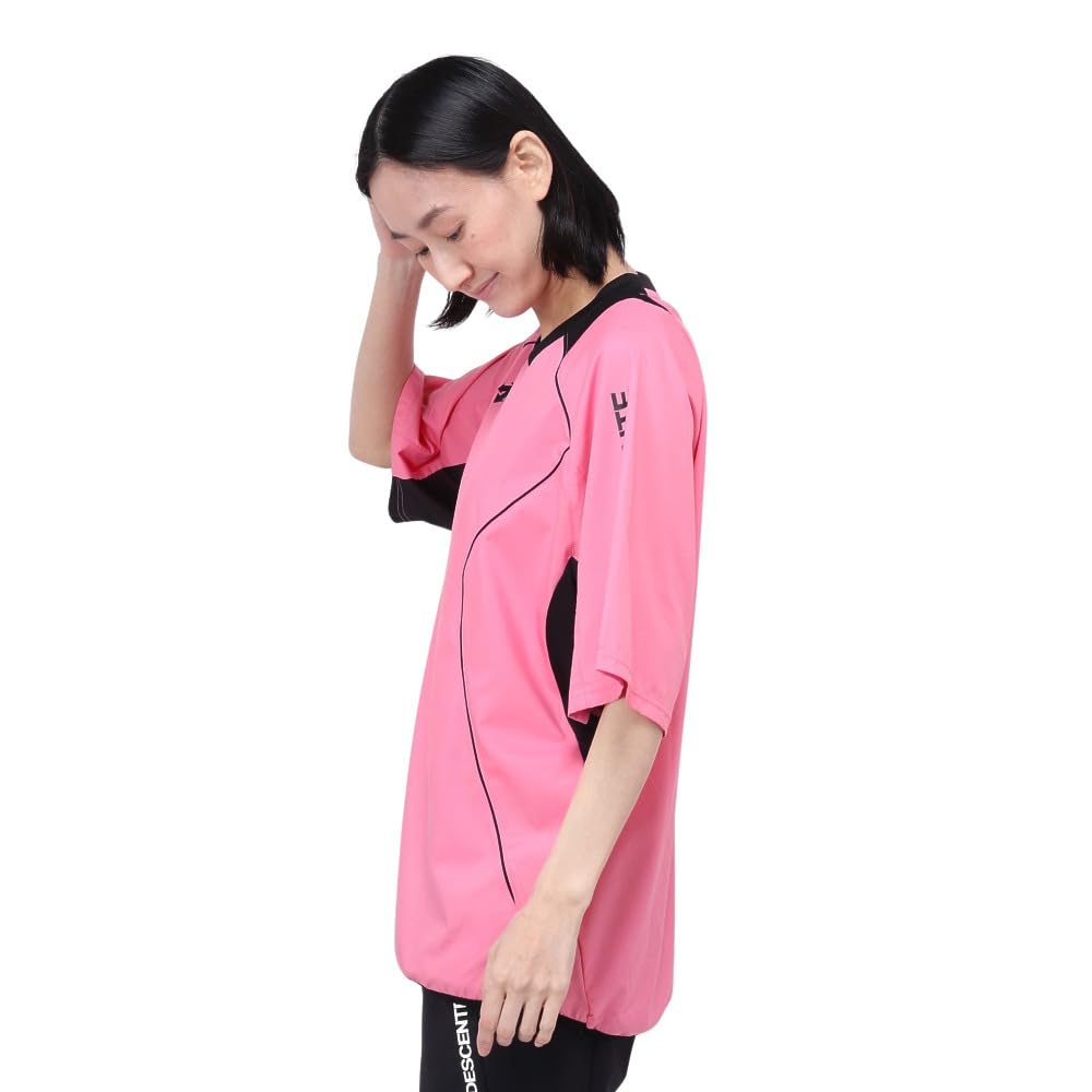 DESCENTE Piste Color Volleyball Wear, Short Sleeve Shirt, Layering Shirt, DX-B2410XB PNK (Pink/LL/Men's, Women's)