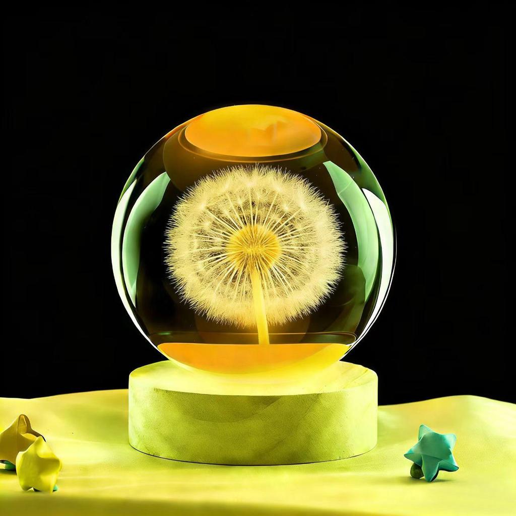 Dandelion Crystal Ball Night Light - Unique Gift for Girls' Birthdays & New Year Ornaments