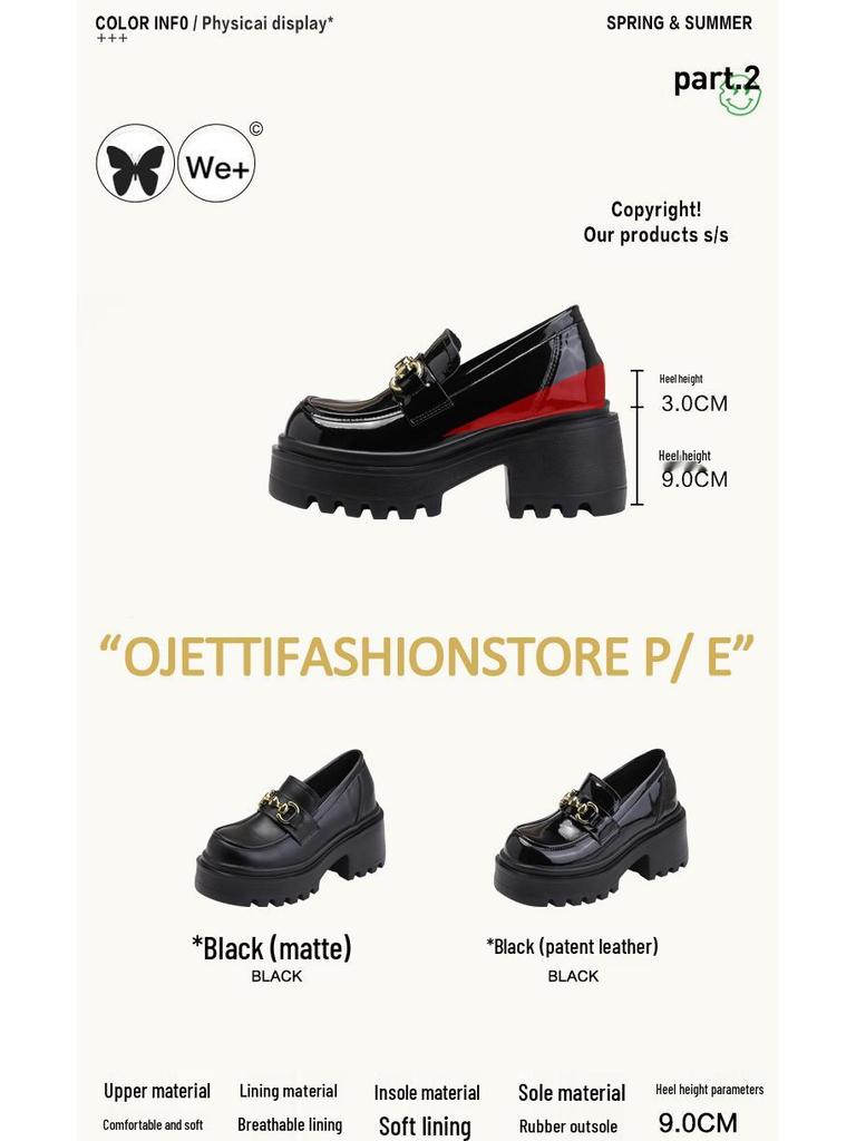 Dámské lakované mokasíny nazouvací se skrytou silnou podrážkou a extra vysokými podpatky - Britský styl, Černé, Velikost 33.