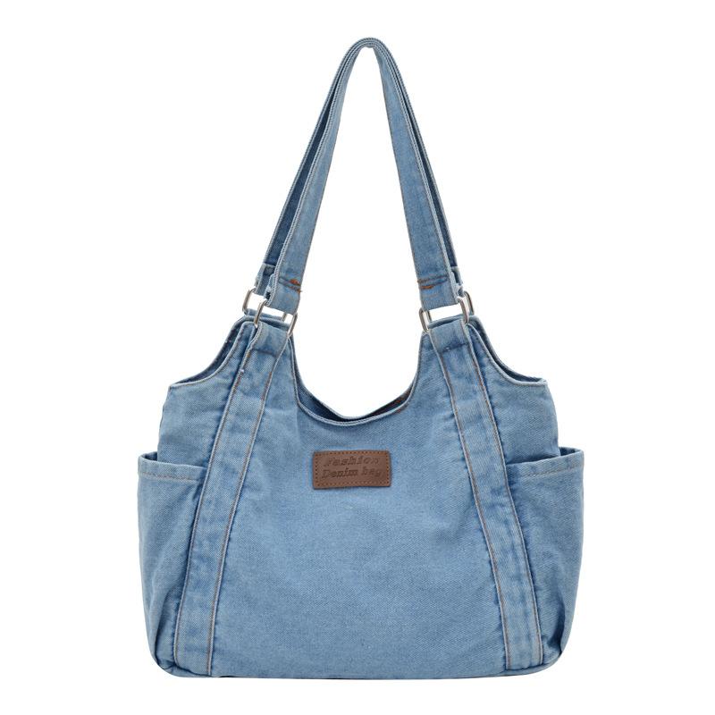 Retro Casual Tote Bag - Versatile Denim Fabric Shoulder Bag