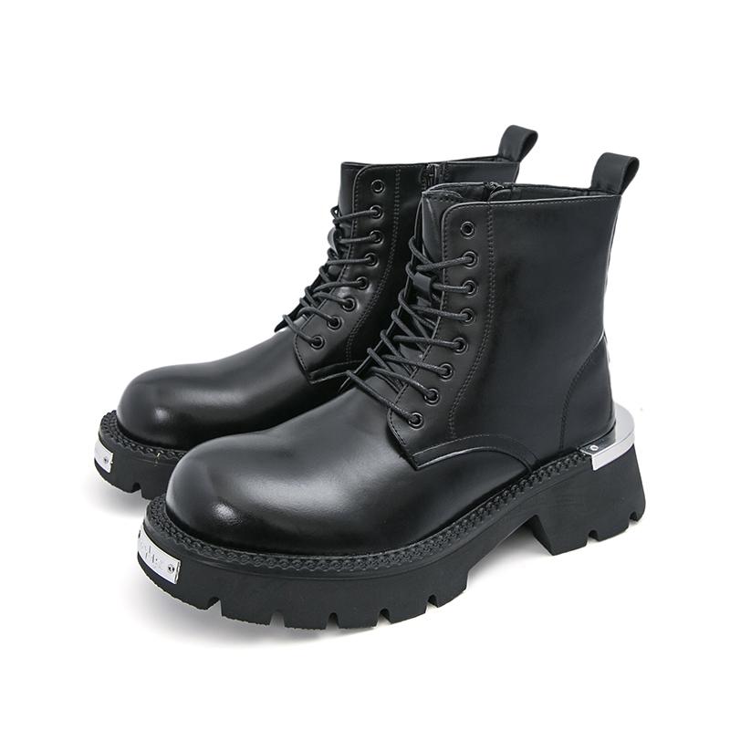 Men’s Retro Punk Thick Sole Platform Boots Cool Elevator Boots Black Brown Motorcycle Boots High Boots Plus Size