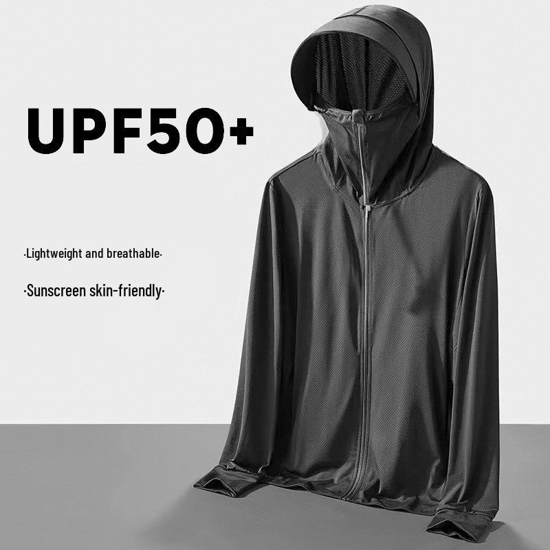 

Мужская летняя куртка из ледяного шелка с защитой от УФ-лучей - Дышащая, легкая, защита от УФ-лучей для активного отдыха L чёрный
