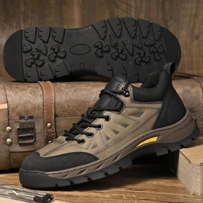 Fashion Men's Lace-Up Hiking Shoe New Men's Leisure Walk Shoes Leather Mens Breathable Sneakers High Quality Men Casual Walking Shoes