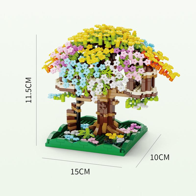 Diy Sakura Tree Building Blocks Set Diy Cherry Blossom Bricks With Light Treehouse Model Ornament Romantic Gift For Girl Friend