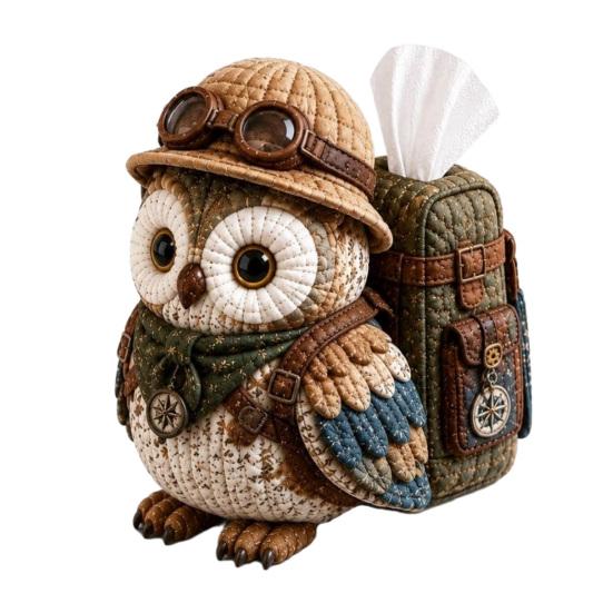 huaqianguhh DIY Tissue Box Cover Kit, Owl Shape, Soft Textures Patchwork Sewing Handmade for Handicraft Enthusiast Beginners