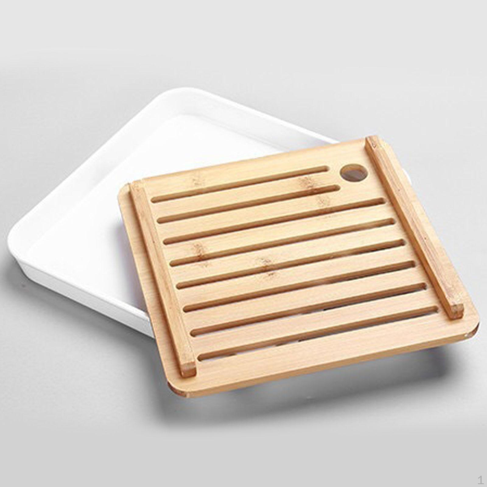 

Поднос для чая кунг-фу из бамбука в китайском стиле, дренажный резервуар, подарок, небольшой с емкостью для хранения воды, сервировка стола белый