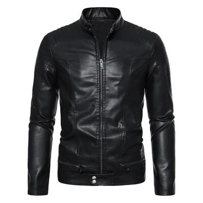 Casual Motorcycle Jacket Men's Spring Korean Style Slim Fit Cool Stand Collar Riding Leather Jacket for Youth