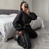 Women's Casual Fashion Pullover Sweatshirt 2 Piece Set American Style Loungewear Oversized Top