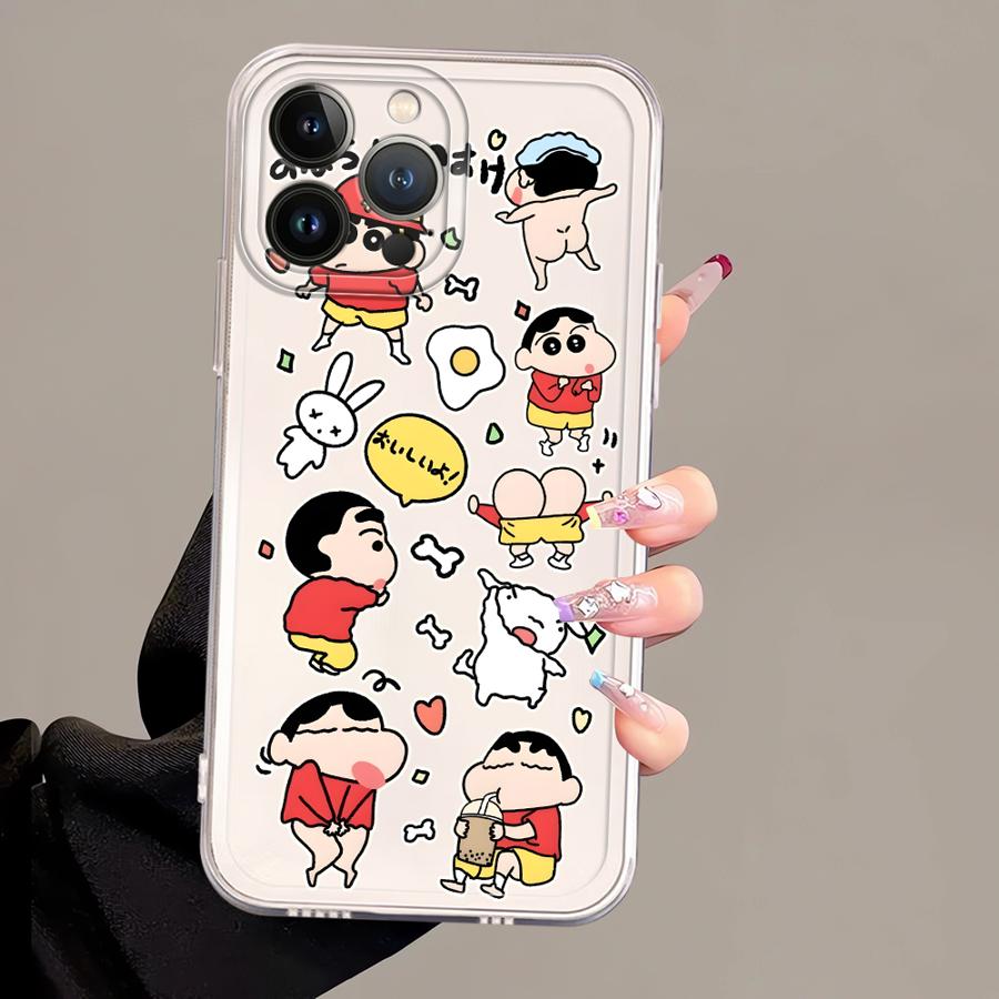 Soft Phone Cover Case for iPhone 17 Pro Max 12 Mini 16 11 XS Max XR 15 Air 7 8 14 Plus 13 Pro Crayon Shin Chan Cartoon