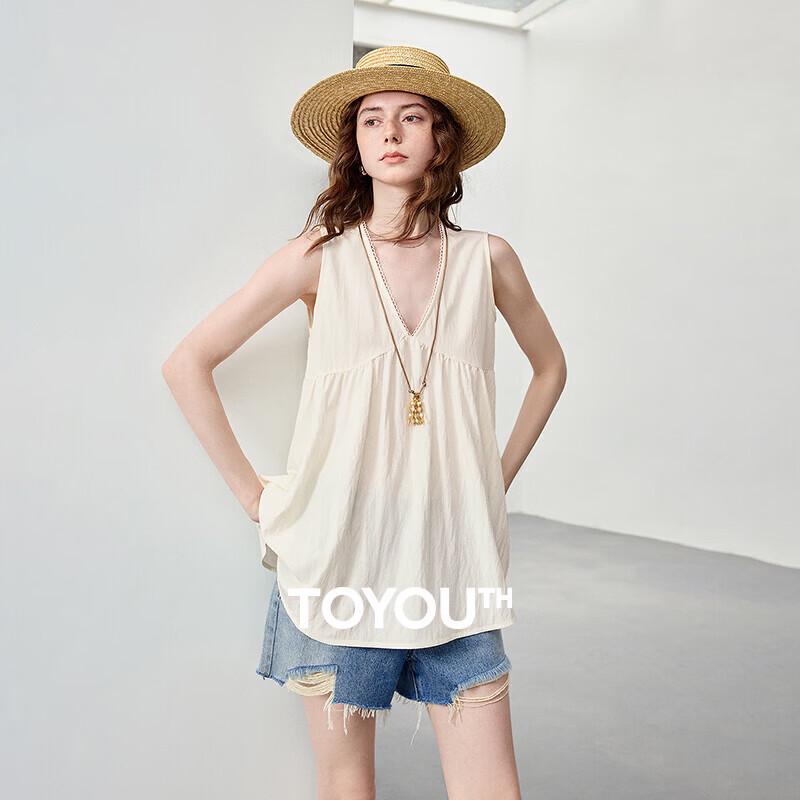 Chuyu Women s Summer Pleated Sleeveless Blouse L