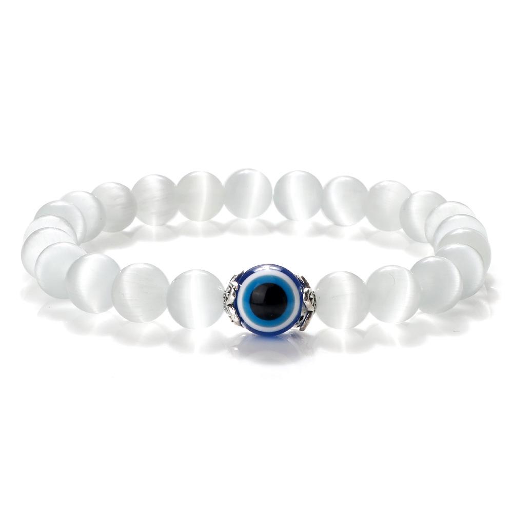 Boho Evil Eye Flower Beaded Stretch Bracelet for Men and Women - Yoga Energy Bracelet