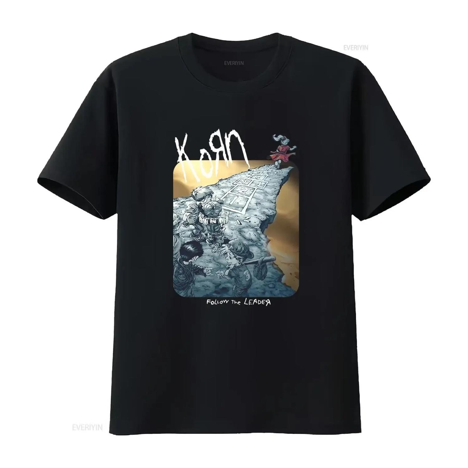 

Hot Design Vintage Metal Band KORN T shirt 1990s short sleeve black vintage Washed streetwear Versatile homme XXXXXL чорний