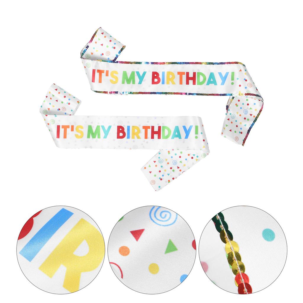 2Pcs Satin Birthday Sash for Women Girls Elegant Shoulder Strap Set It's My Birthday Party Decorations 31.4 Inch Adjustable