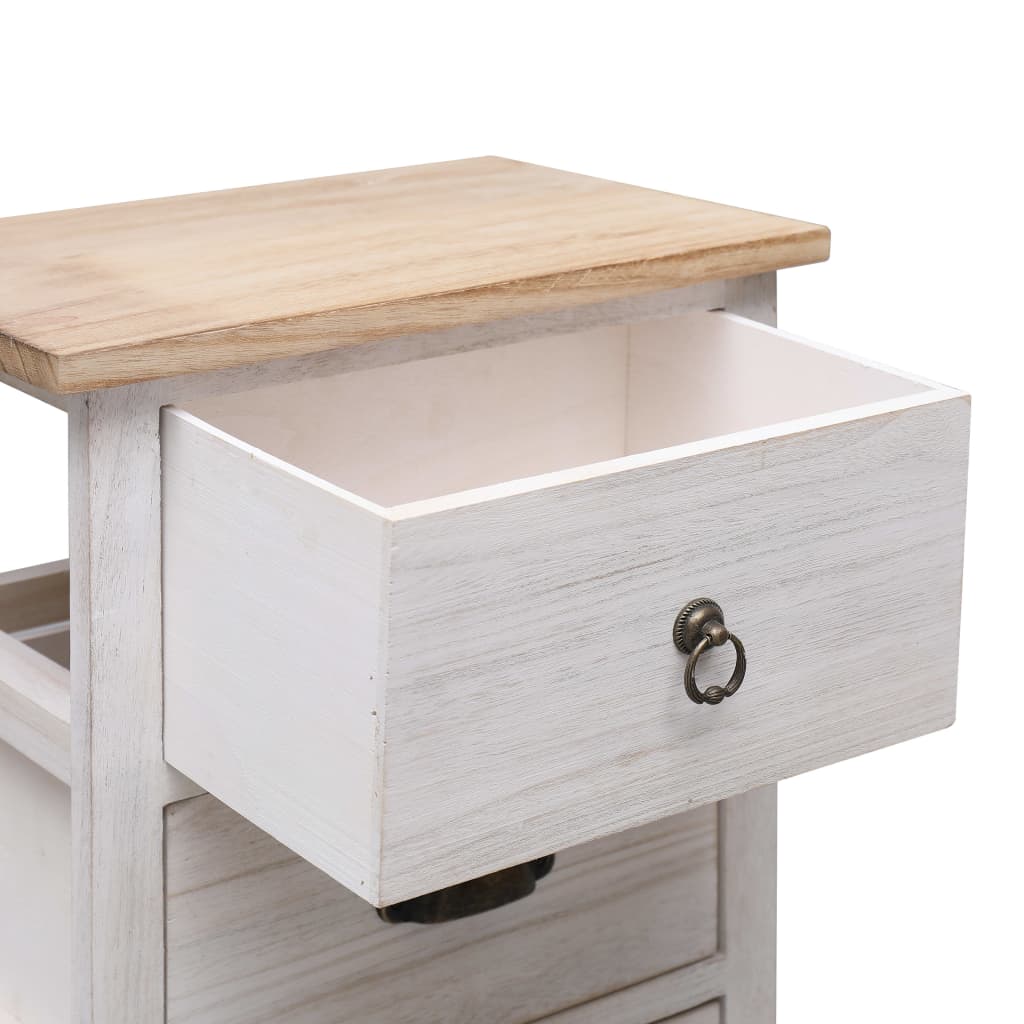 Side Table Cabinet 35 X 25 X 57 Cm Solid Paulownia Wood