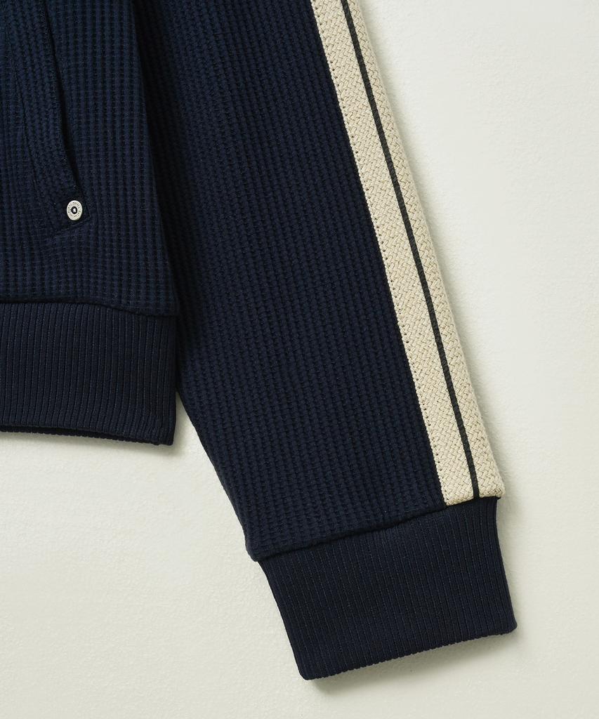 Satur Lawton Waffle Collar Track Zip-Up Jacket Navy