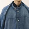 Men's Oversized Denim Jacket with Stand Collar