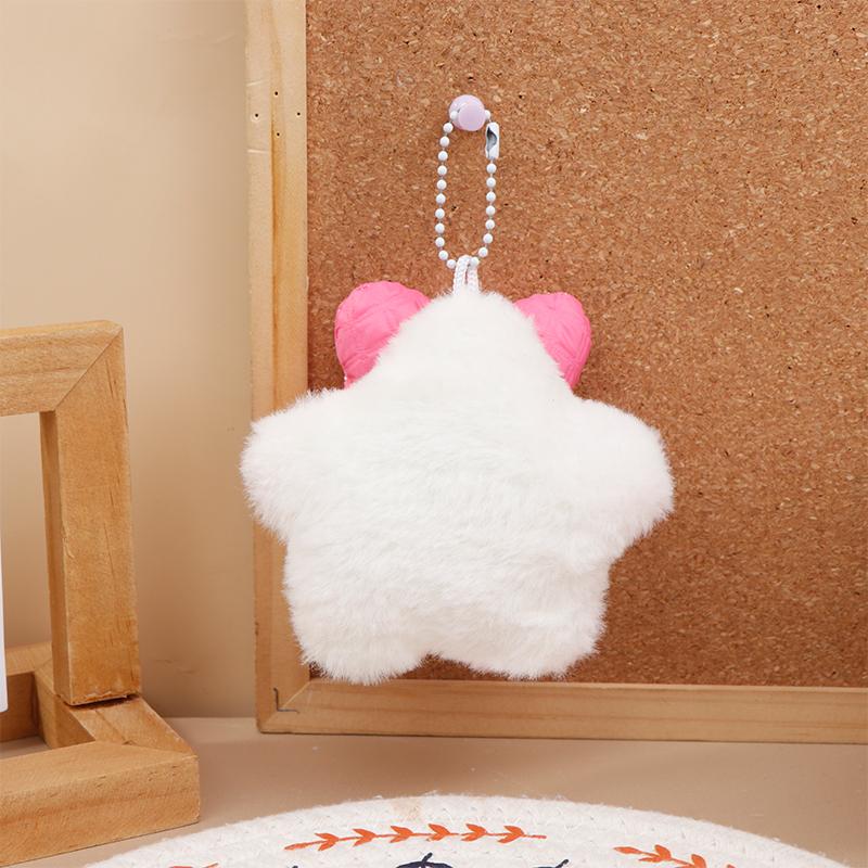 Squeaking Plush Toy Pink Bowknot Capibara Pendant Soft Stuffed Doll Keychain Car Key Ring Backpack Bag Decor Kid Gift