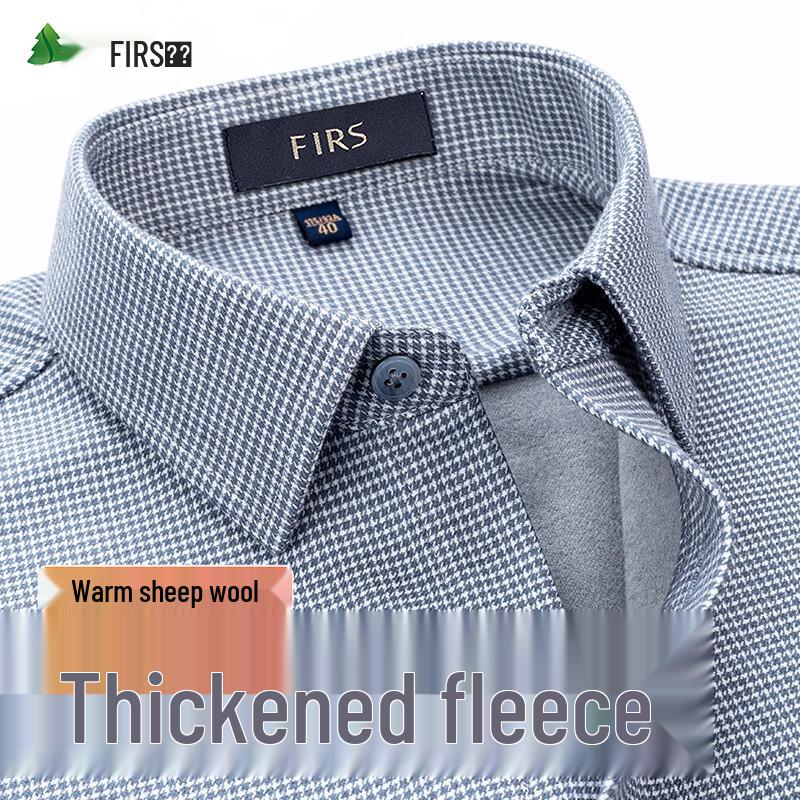 FIRS Men's Wool Blend Thickened Warm Casual Business Shirt