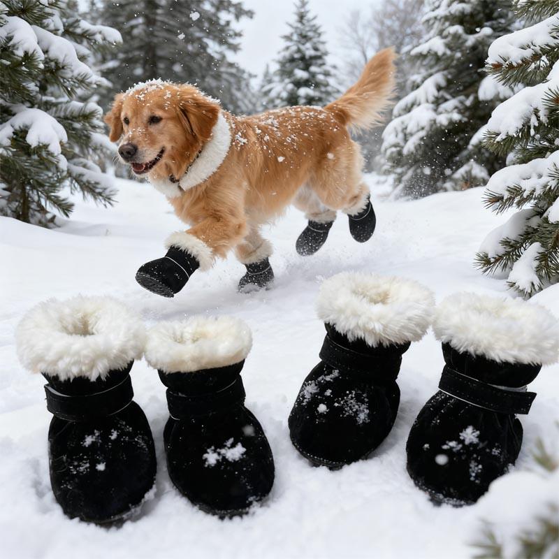 Warm Small Dog Snow Boots Waterproof Suede Paw Protectors Anti Skid Puppy Cat Winter Shoes for Chihuahua Teddy Booties