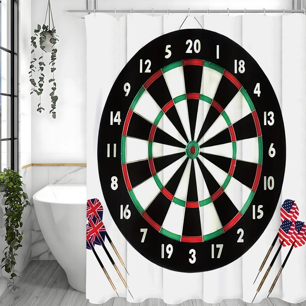 Dartboard Shower Curtain, Bathroom Decorative Shower Curtain, Waterproof Shower Curtain With Hooks
