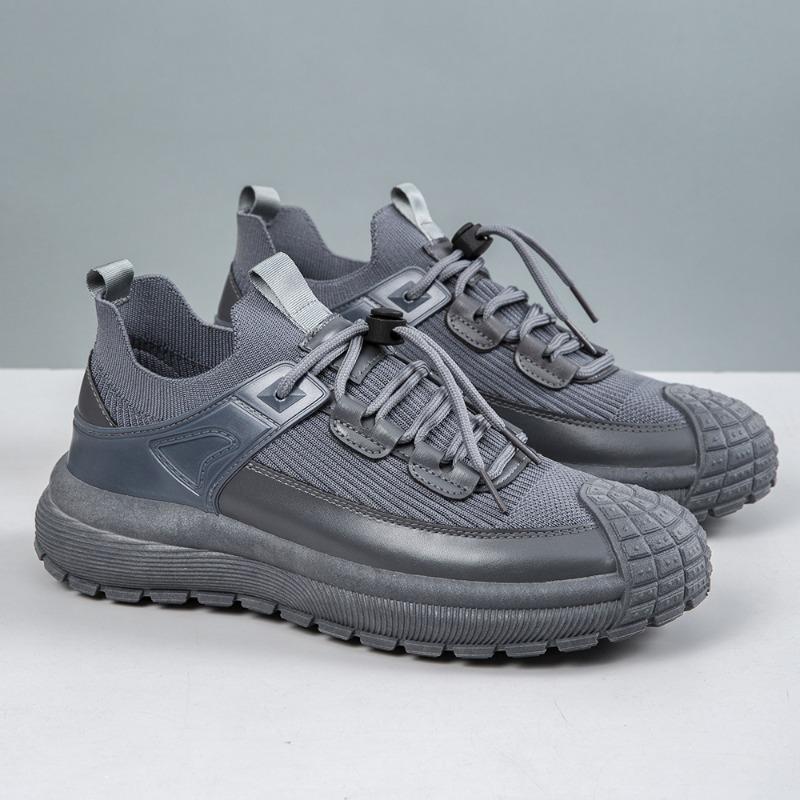 Men's Shoes New Autumn and Winter Breathable Casual Men's Driving Shoes Thick-soled Heightening Dad Shoes Flying Woven Mesh Trendy Shoes