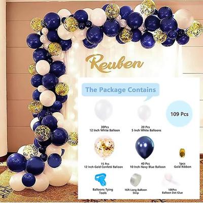 Nachtblauw Goud Wit Ballonnenketting Latex Ballonnen Krans Kit Geschikt Voor Babybadje Verjaardag Bruiloft Feest Decoratie