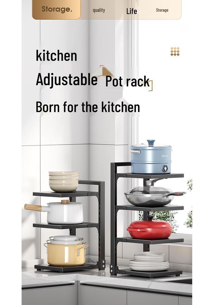 Adjustable Multi-layer Clip-on Sink Storage Rack for Pots