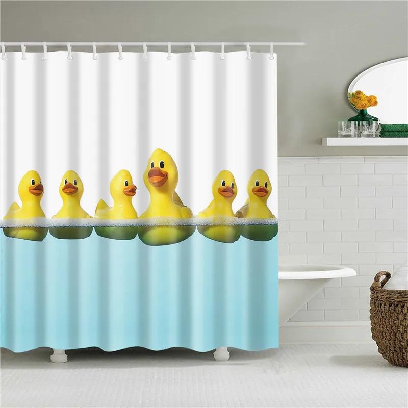Lustige Bade-Gummienten Duschvorhänge Kinder Zuhause Badezimmer Dekor Verdunkelung Wasserdichtes Gewebe Duschvorhang Cortina