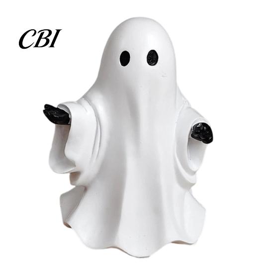 Mini Ghost Statue Cute White Resin Figurine, Miniature Figurine Halloween Decoration, Matte Small Table Ornament Finish Tabletop for Home Shelf Party