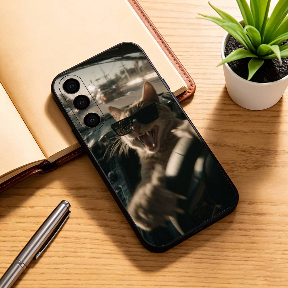 Pet Cat Funny meme Phone Case For Samsung Galaxy A73,A72,A71,A70,A53,A52,A51,Soft Silicone Black Cover