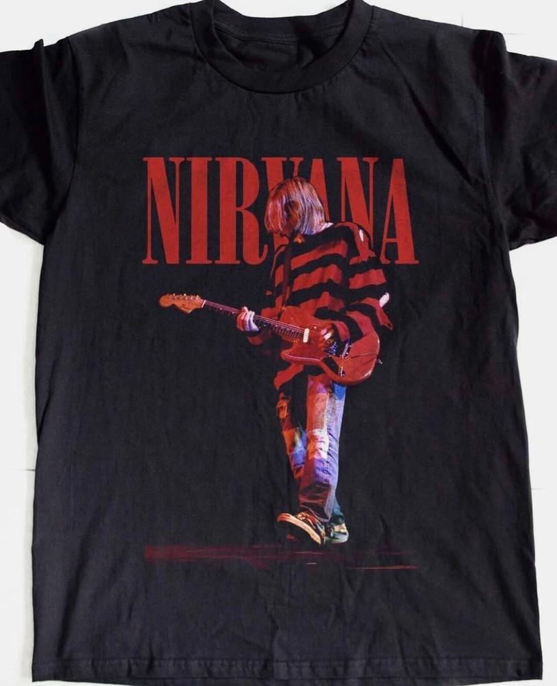 Nirvana Kurt Cobain Guitariste Groupe de Rock T-shirt Unisexe Noir Taille S-5XL