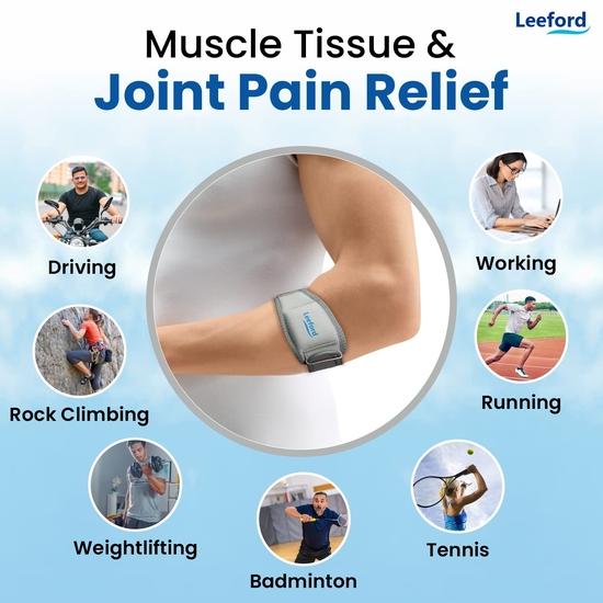 Leeford Polyurethane Tennis Elbow Support Brace Band For Pain Relief (S)-Elbow Support, Adjustable With Compression Pad, Ideal For Men&Women