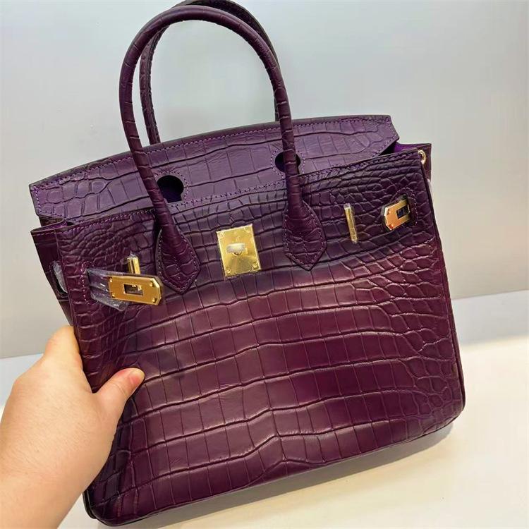 Platin-Tasche Rindsleder erste Schicht Alligator-Muster matt tragbar Schulter-Umhängetasche Damen-Tasche Premium