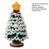 Handmade Crochet Christmas Tree Decoration Tabletop Knitted Small Artificial Flocking Christmas Tree for Home Office Holiday Decor