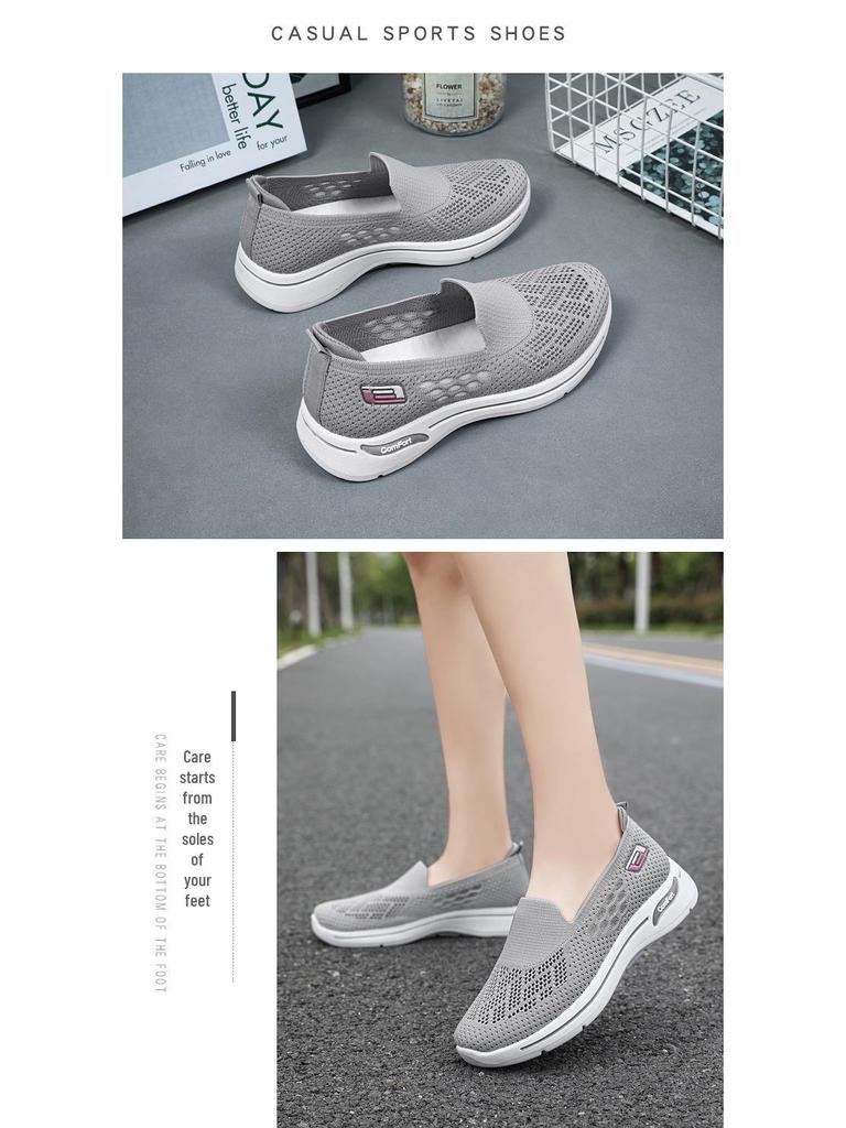 Summer 2025 Breathable Mesh Walking Shoes for Women - Comfortable Casual Shoes for Middle-Aged and Elderly