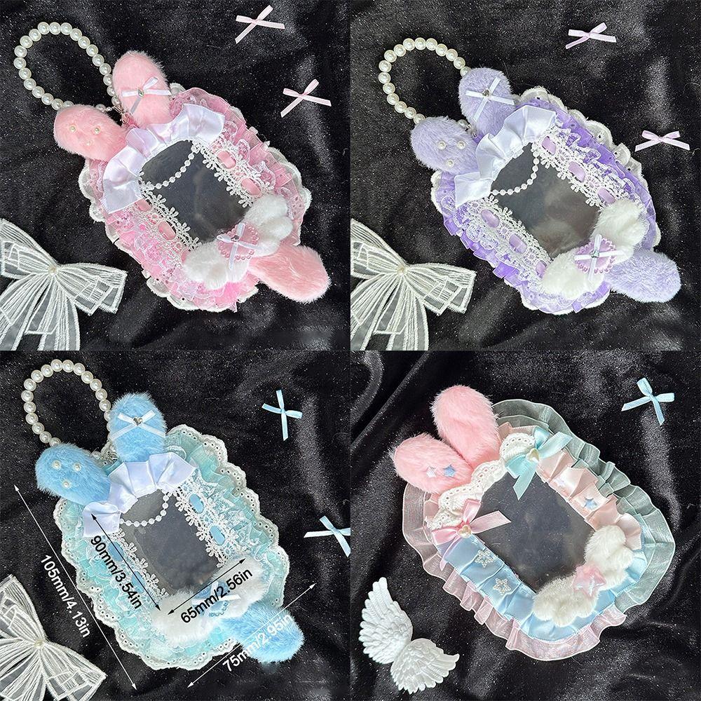 New Pink Bow Card Holder with Ribbon Photo Protector Case Anime Lace Photocard Holder