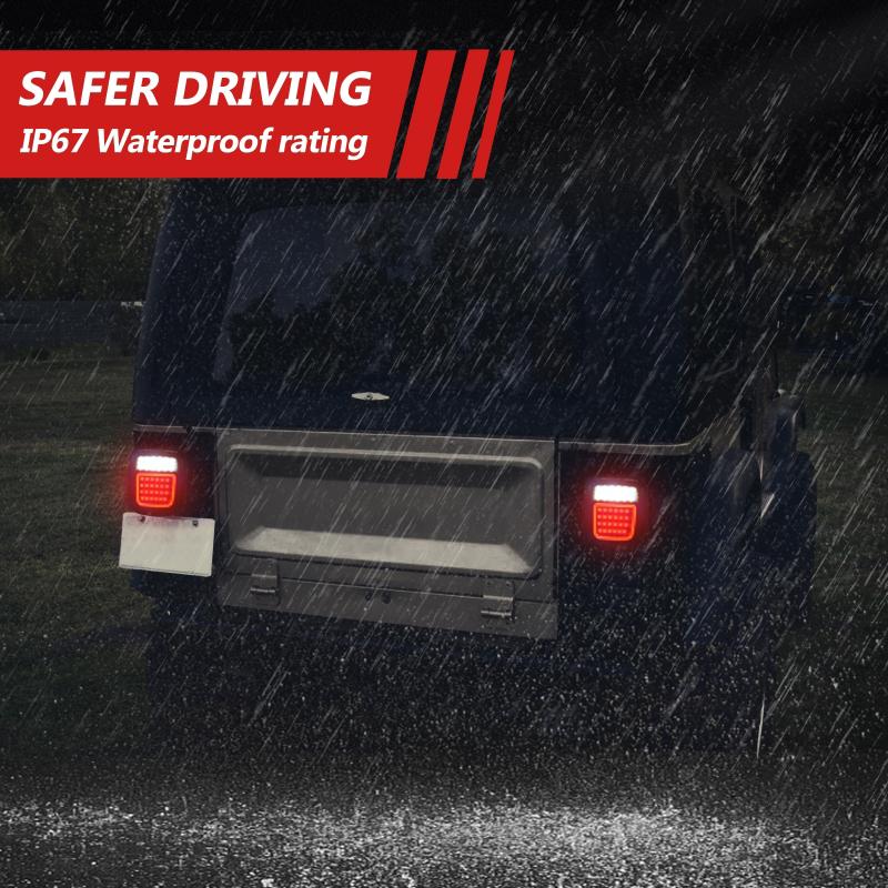 2pcs/set 83 LEDs Universal Tail Lights Brake Reverse Lights for Jeep Wrangler CJ TJ YJ JK