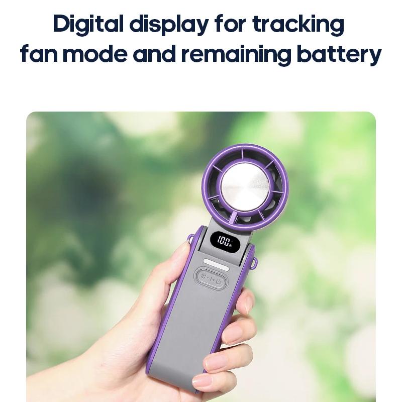 Outdoor Foldable Portable Handheld Fan Mini Cooling Rechargeable 3600mAh 100-level Free Control High Speed Turbo Fan