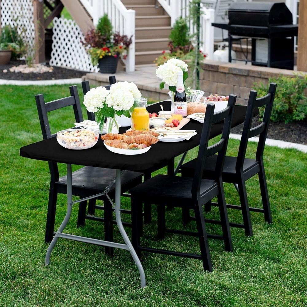 Stretch Picnic Table Cloth Folding Patio Table Cover Premium Elastic Fitted Tablecloths  Outdoor