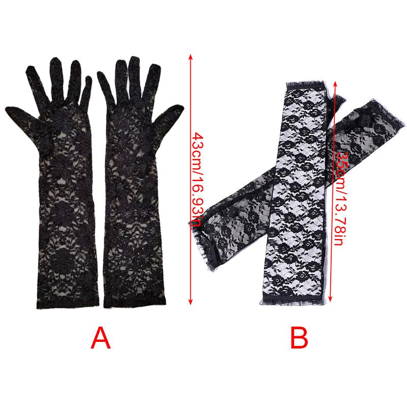 1 Pair Long Gloves Cool Sun Protection Breathable Flower Fashion Lace Lolita Driving Gothic Thin