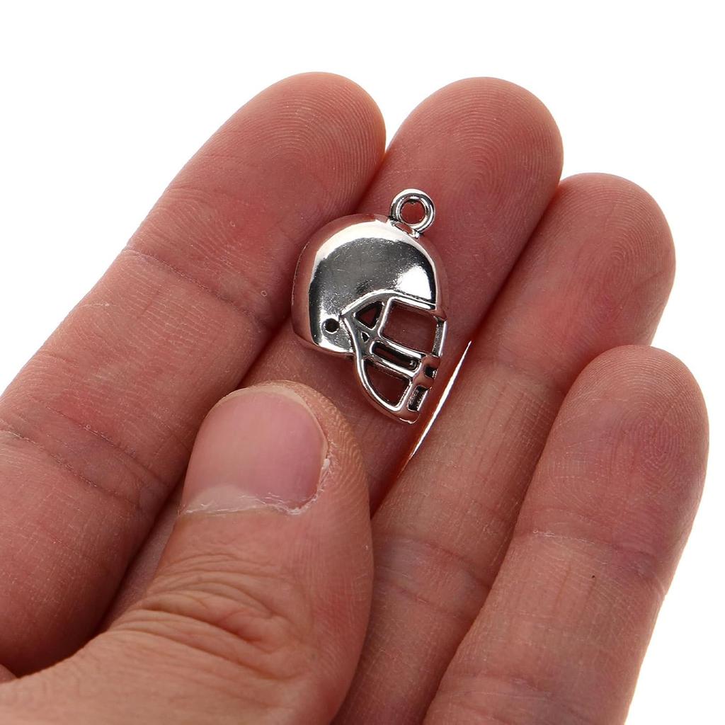 Lurrose 50Pcs Helmet Charms Sports Pendant Charms Basketball Baseball Football Helmet Beads for Jewelry Making Necklace Bracelet Earrings DIY Crafts