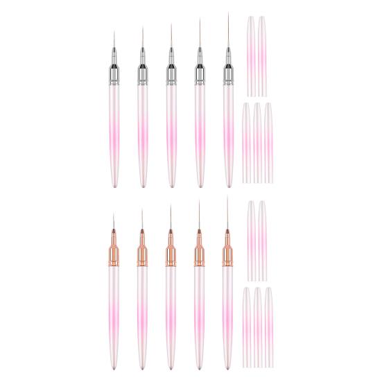 5Pcs Nail Painting Pen Elongated Lines DIY Nylon Wool Durable Manicure Edge Puller Set Polish Salon