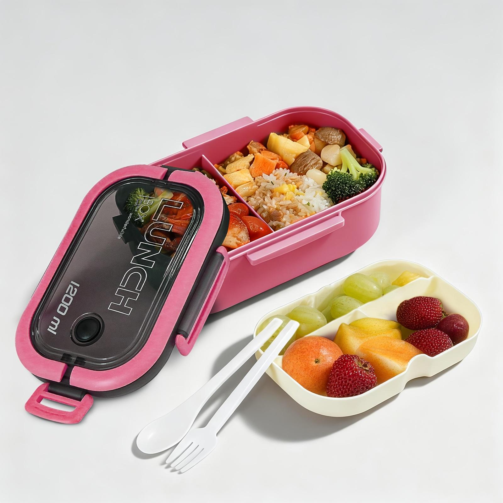 

40.58oz Leakproof Lunch Box with Handle Reusable Snack Container with Utensil Set рожевий
