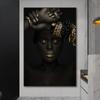 Modern Figure Art Canvas Painting African Black Woman Posters and Prints Gold Jewelry Girl Wall Pictures for Living Room Decor