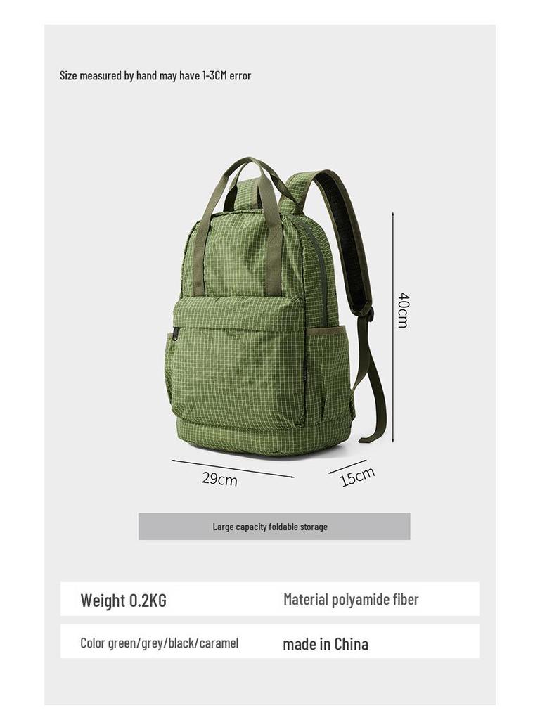 Cross-Border Plaid Large Capacity Foldable Hiking Backpack - Solid Casual Style