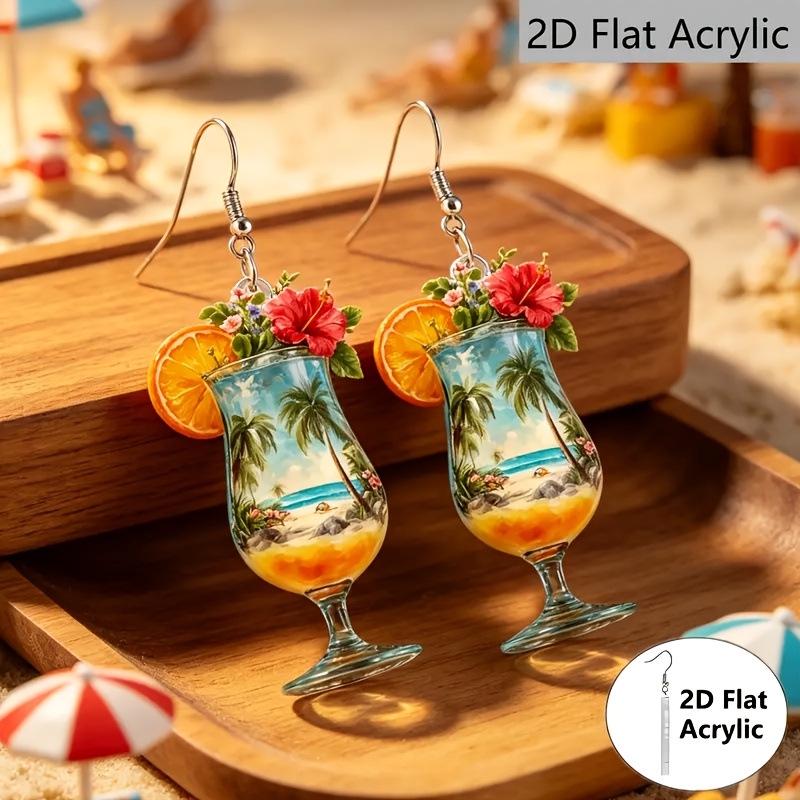 Acrylic Summer Oktoberfest Beer Mug & Orange Juice Earrings - Fashionable & Creative Design