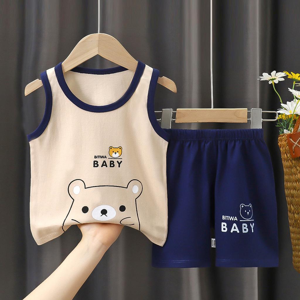 Children's Vest Set Boys' Shorts Summer Cotton New Baby Clothes Girls' Summer Clothes Summer Clothes Children's Clothes
