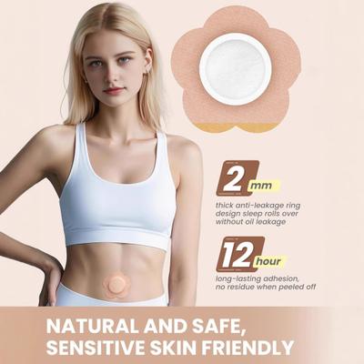 50Pcs Navel Patch Castor Oil Belly Button Patches Skin-friendly Castor Oil Therapy Pad Disposable Anti Leakage Pack Wrap for Home Travel